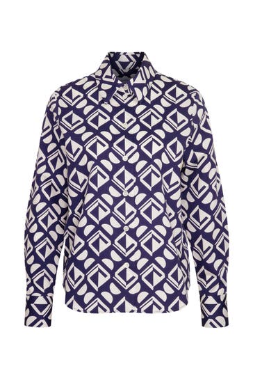 SEIDENSTICKER Business-Bluse Geometrische Muster Mittelblau