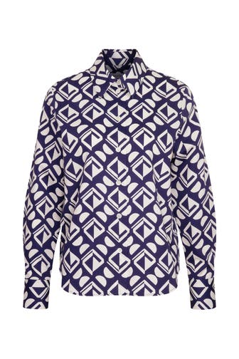 SEIDENSTICKER Business-Bluse Geometrische Muster Mittelblau