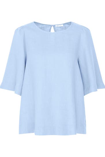 SEIDENSTICKER Business-Bluse Uni Mittelblau