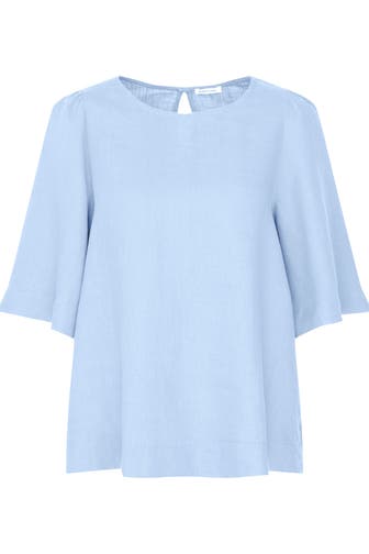 SEIDENSTICKER Business-Bluse Uni Mittelblau