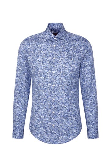 SEIDENSTICKER Business-Hemd Paisley Dunkelblau Slim Fit