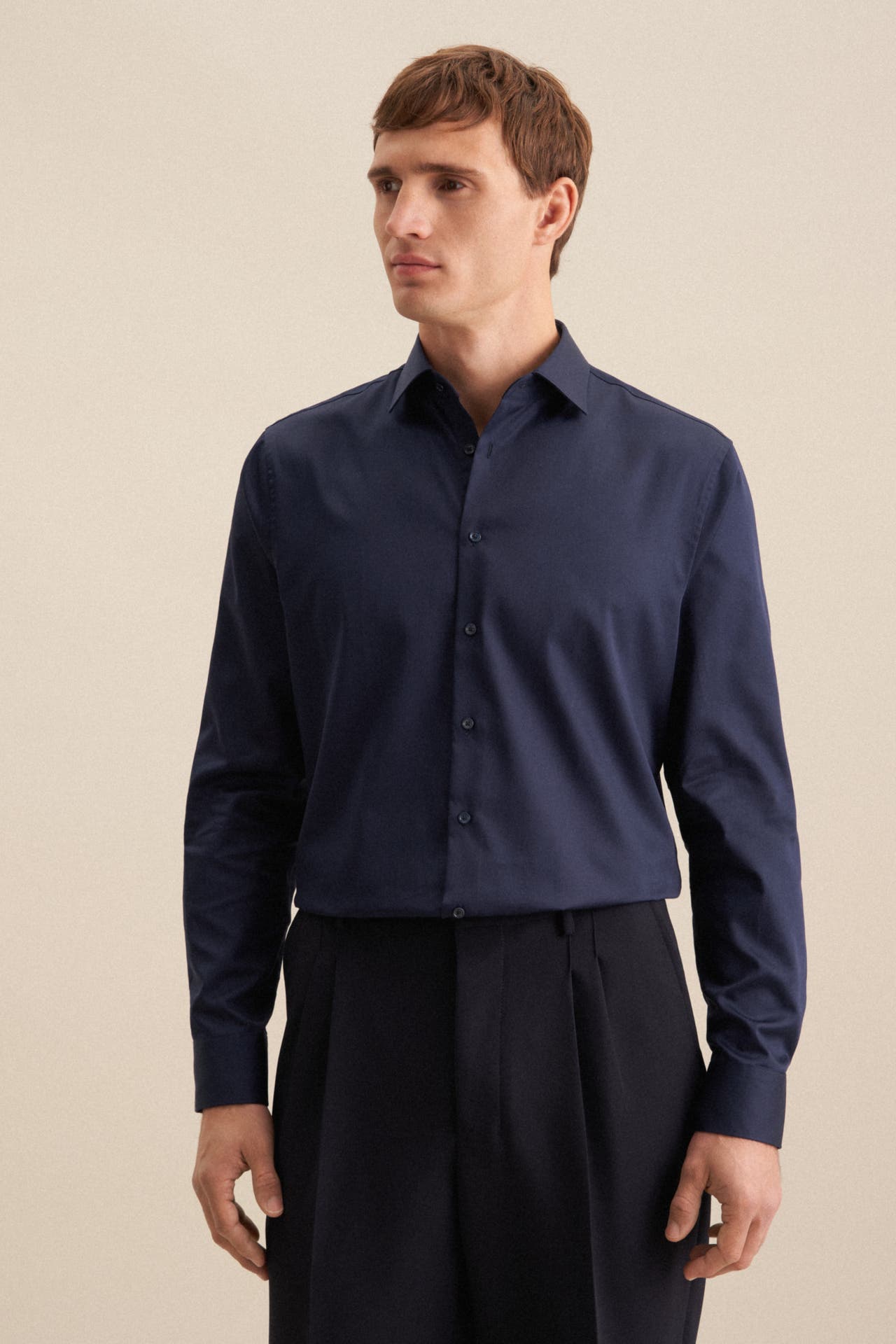 SEIDENSTICKER Business-Hemd Uni Dunkelblau Slim Fit, Bild 1
