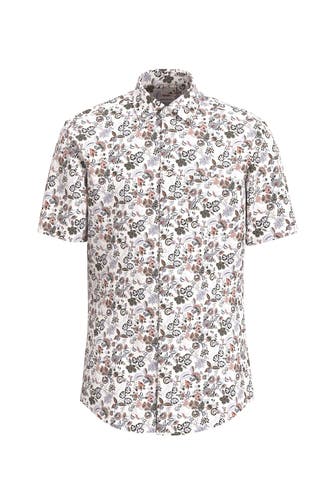 SEIDENSTICKER Kurzarmhemd Druck Orange Regular Fit