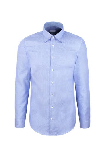 SEIDENSTICKER Business-Hemd Struktur Mittelblau Extra Slim Fit
