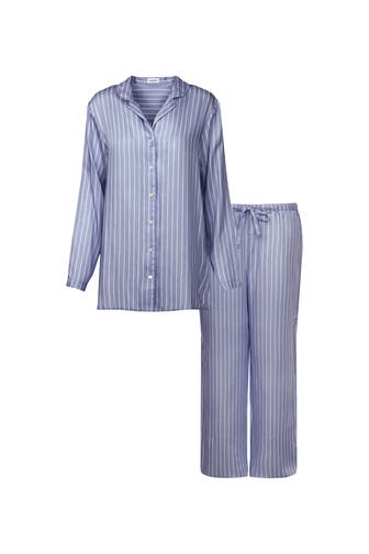 SEIDENSTICKER Pyjama Gestreift Dunkelblau