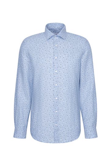 SEIDENSTICKER Business-Hemd Druck Mittelblau Slim Fit