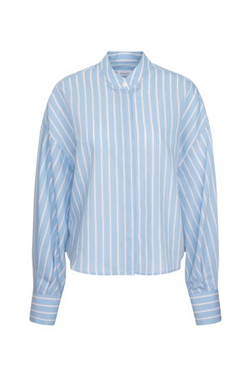 SEIDENSTICKER Business-Bluse Streifen Mittelblau