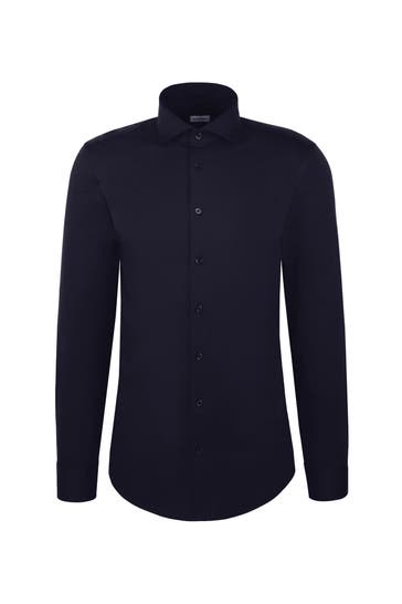 SEIDENSTICKER Business-Hemd Uni Dunkelblau Slim Fit