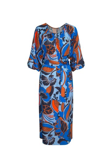 SEIDENSTICKER Casual-Kleid Floral Mittelblau