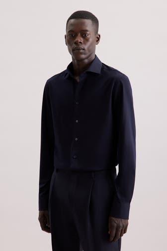 SEIDENSTICKER Business-Hemd Uni Dunkelblau Slim Fit