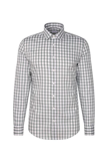 SEIDENSTICKER Business-Hemd Karo Grün Slim Fit