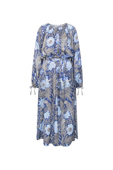 SEIDENSTICKER Casual-Kleid Druck Mittelblau
