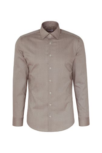 SEIDENSTICKER Business-Hemd Druck Grau Slim Fit