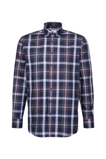 SEIDENSTICKER Business-Hemd Karo Grün Regular Fit