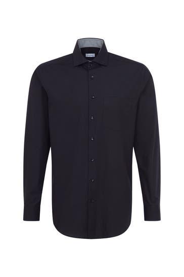 SEIDENSTICKER Business-Hemd Uni Schwarz Regular Fit