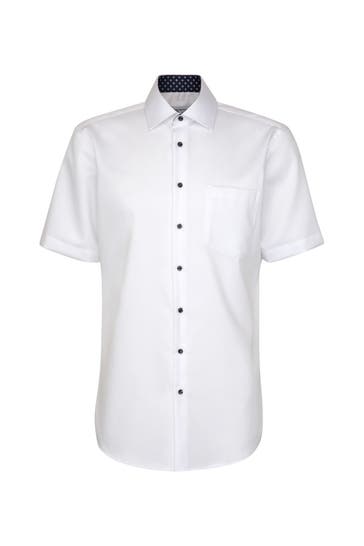 SEIDENSTICKER Kurzarmhemd Uni Weiß Regular Fit