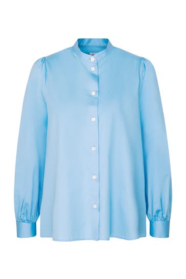 SEIDENSTICKER Business-Bluse Uni Mittelblau