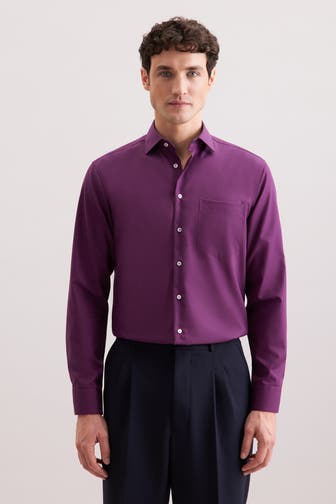 SEIDENSTICKER Business-Hemd Uni Lila Regular Fit