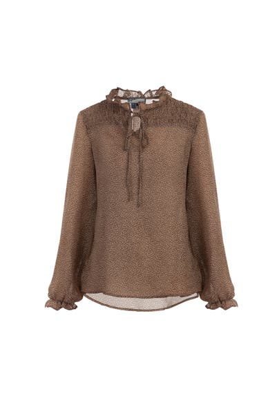 DREIMASTER Casual-Bluse Braun Wollweiss