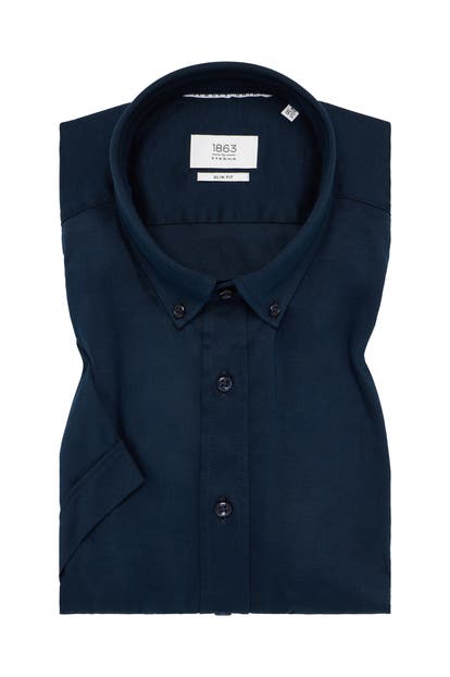 ETERNA Kurzarmhemd - dunkelblau Slim Fit