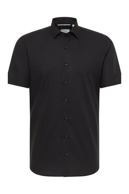 ETERNA Kurzarmhemd - schwarz Slim Fit