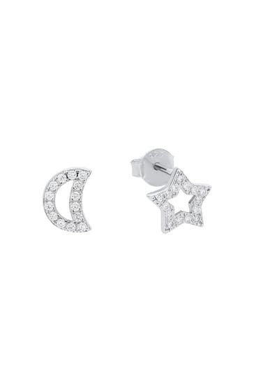 AMOR Ohrstecker für Damen, 925 Sterling Silber, Zirkonia synth. | Mond/Sterne