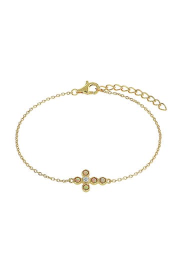 NOELANI Armband für Damen, Silber 925, Schmuckstein und Zirkonia | Kreuz Gold