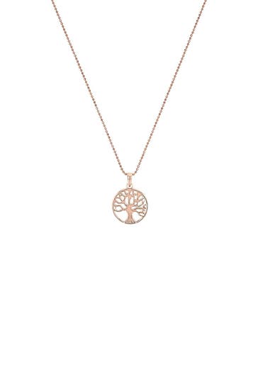 AMOR Kette für Damen, 925 Sterling Silber | Lebensbaum Roségold