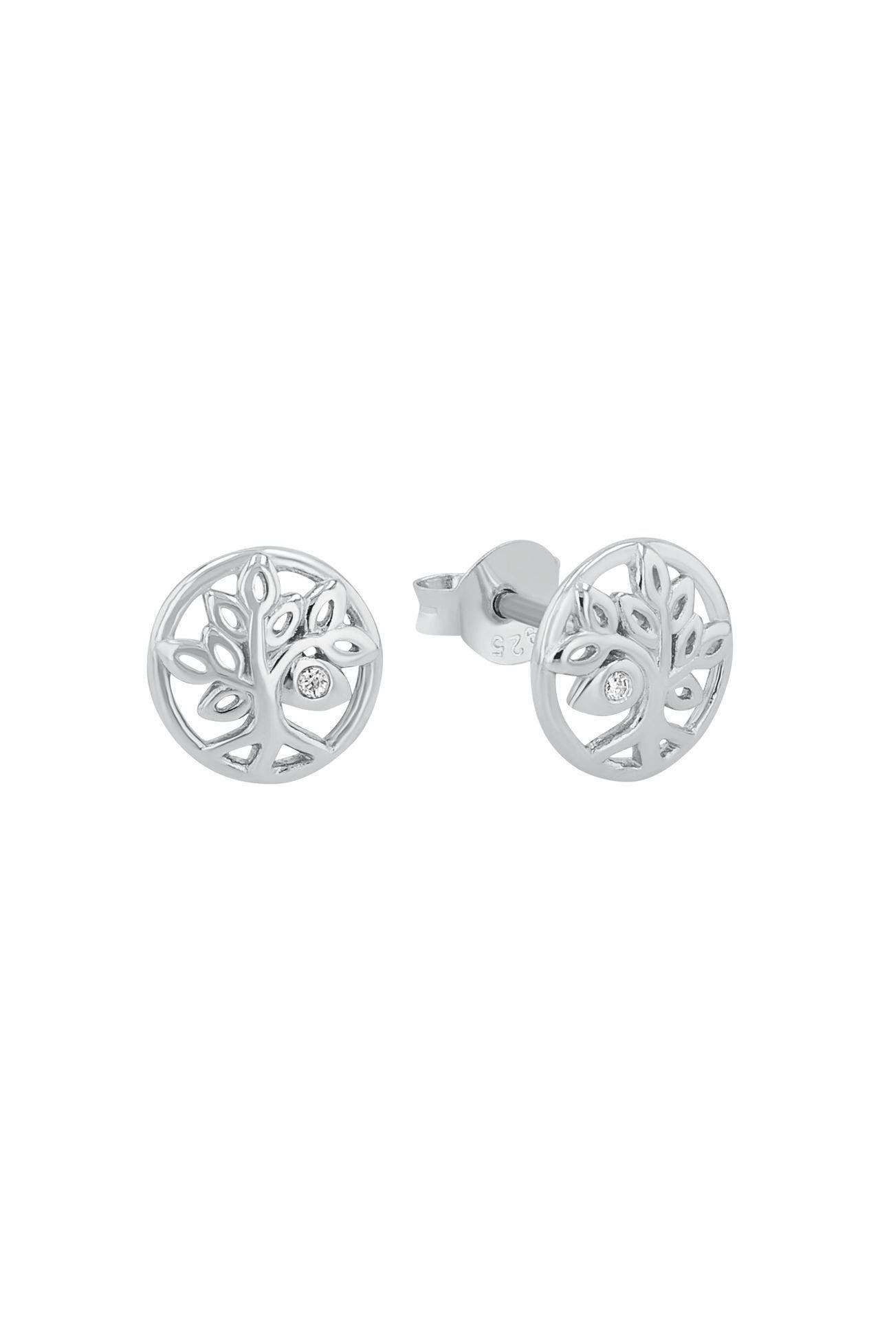 AMOR Ohrstecker für Damen, 925 Sterling Silber, Zirkonia synth. | Lebensbaum, Bild 1