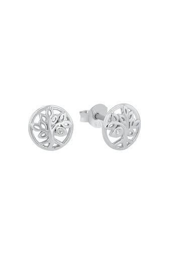 AMOR Ohrstecker für Damen, 925 Sterling Silber, Zirkonia synth. | Lebensbaum
