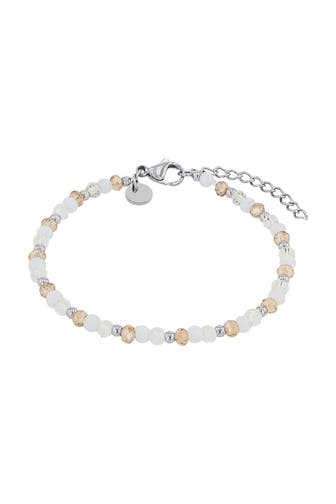 NOELANI Armband für Damen, Edelstahl, Glasperle Apricot