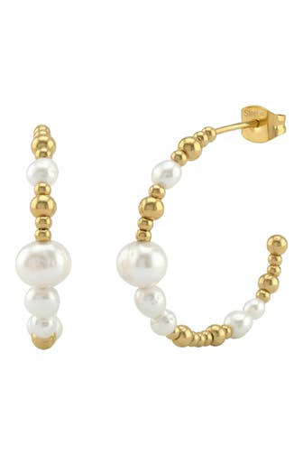 NOELANI Creolen für Damen, Edelstahl, Süßwasserzuchtperle, Steel Beads