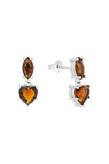 AMOR Ohrringe für Damen, Sterling Silber 925, Glas | Herz Silber