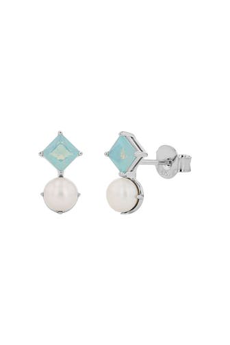 NOELANI Ohrstecker für Damen, 925 Sterling Silber, Schmuckstein synth., Süßwasserzuchtperle