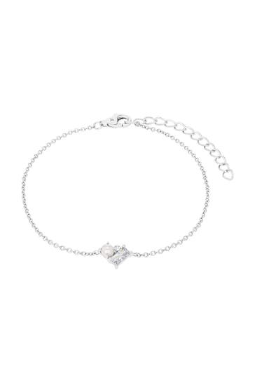 AMOR Armband für Damen, Sterling Silber 925, Muschelkernperle, Zirkonia Silber