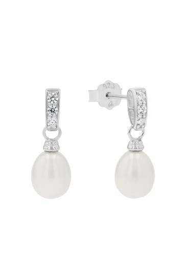 AMOR Ohrhänger für Damen, 925 Sterling Silber, Zirkonia synth., Süßwasserzuchtperle
