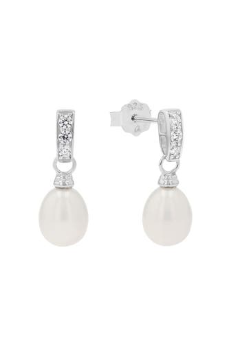 AMOR Ohrhänger für Damen, 925 Sterling Silber, Zirkonia synth., Süßwasserzuchtperle
