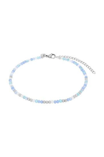 NOELANI Fußkette für Damen, Edelstahl, Steel Beads, Glasperle