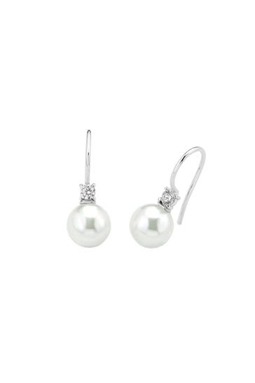 AMOR Ohrringe für Damen, 925 Sterling Silber, Zirkonia synth., Wachsperle Silber