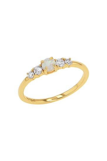 AMOR Ring für Damen, 925 Sterling Silber, Zirkonia synth., Opal synth.