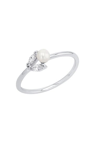 AMOR Ring für Damen, 925 Sterling Silber, Zirkonia synth., Süßwasserzuchtperle
