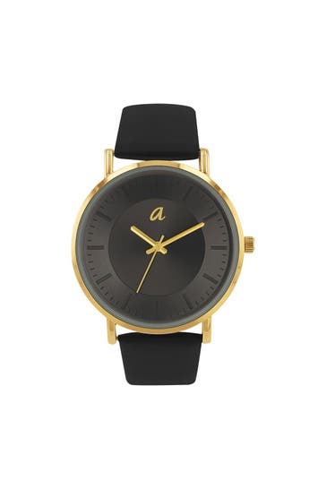 AMOR Quarzuhr für Damen und Herren, Unisex IP Gold | Apfelleder