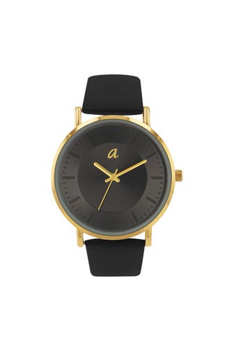 AMOR Quarzuhr für Damen und Herren, Unisex IP Gold | Apfelleder