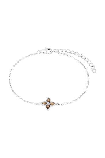 AMOR Armband für Damen, Sterling Silber 925, Glas und Zirkonia | Kleeblatt Silber
