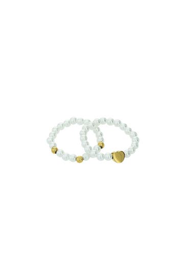 AMOR Ring für Damen, Edelstahl, Glasperle | Herz