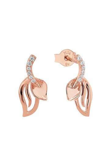 AMOR Ohrhänger für Damen, 925 Sterling Silber, Zirkonia synth. | Blatt