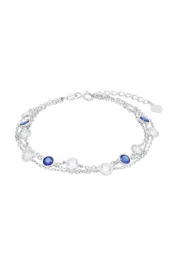AMOR Armband für Damen, 925 Sterling Silber, Zirkonia synth. Blau