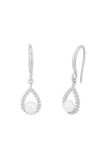 AMOR Ohrringe für Damen, 925 Sterling Silber, Zirkonia synth., Süßwasserzuchtperle Silber