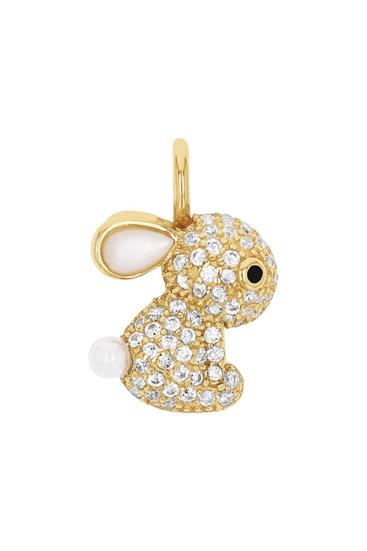 AMOR Motivanhänger für Damen, 925 Sterling Silber, Katzenauge, Muschelkernperle | Hase, Bild 1