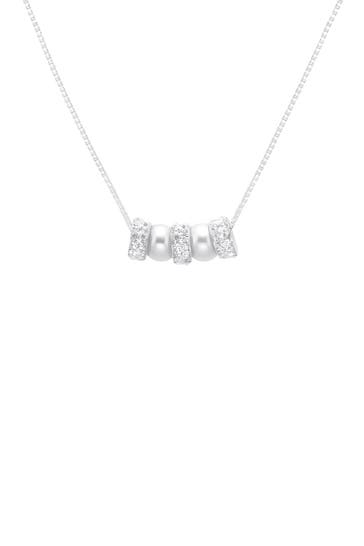 AMOR Kette mit Anhänger für Damen, 925 Sterling Silber, Zirkonia synth., Muschelkernperle